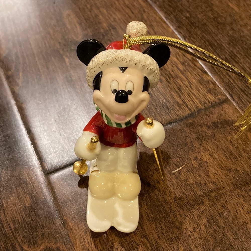 Disney mickey lenox skiing ornament